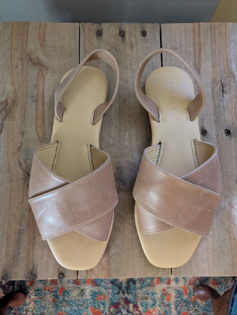 Nisolo All Day Cross Sandal Women’s Neutral Leather Slingback Sandals - Almond